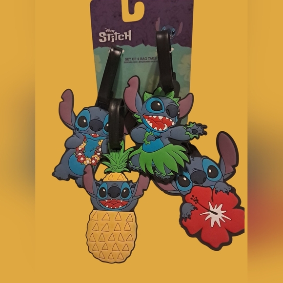 Disney Other - Disney Stitch Bag Luggage Tags Set - Pineapple, Hibiscus, Hula, and Lay (4)